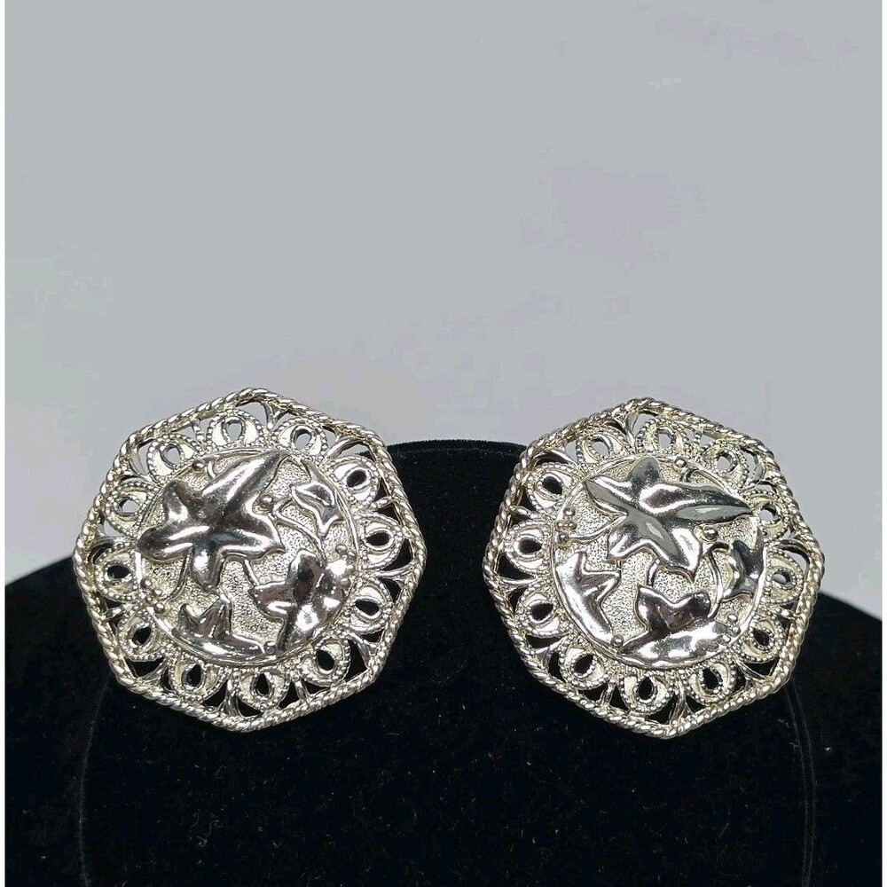 Vintage Jose Maria Barrera for Avon "Falling Leaves" Silver Tone Earrings